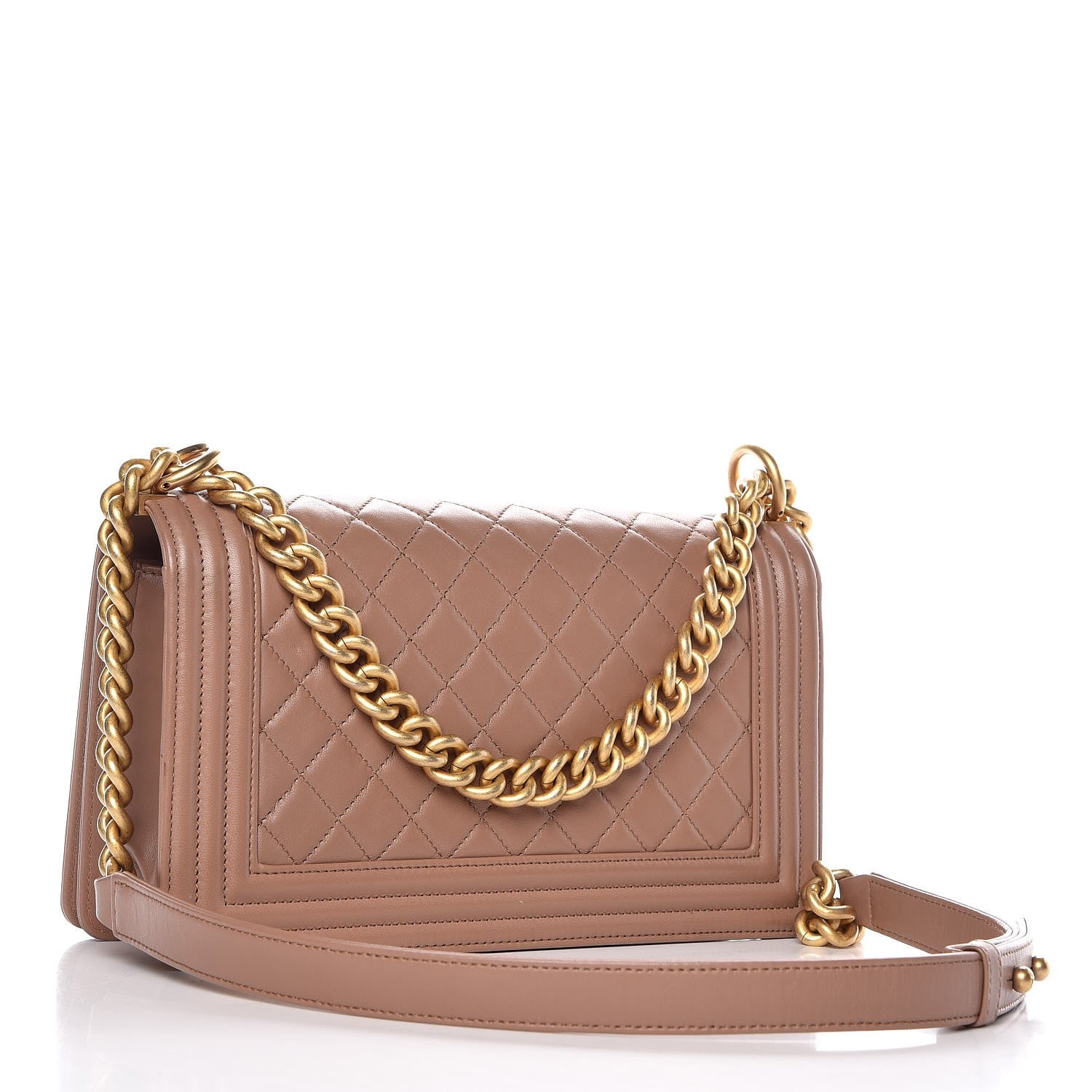 Chanel Lambskin Quilted Medium Boy Flap Dark Beige 3 of 8