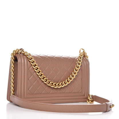 Chanel Lambskin Quilted Medium Boy Flap Dark Beige 3 of 8