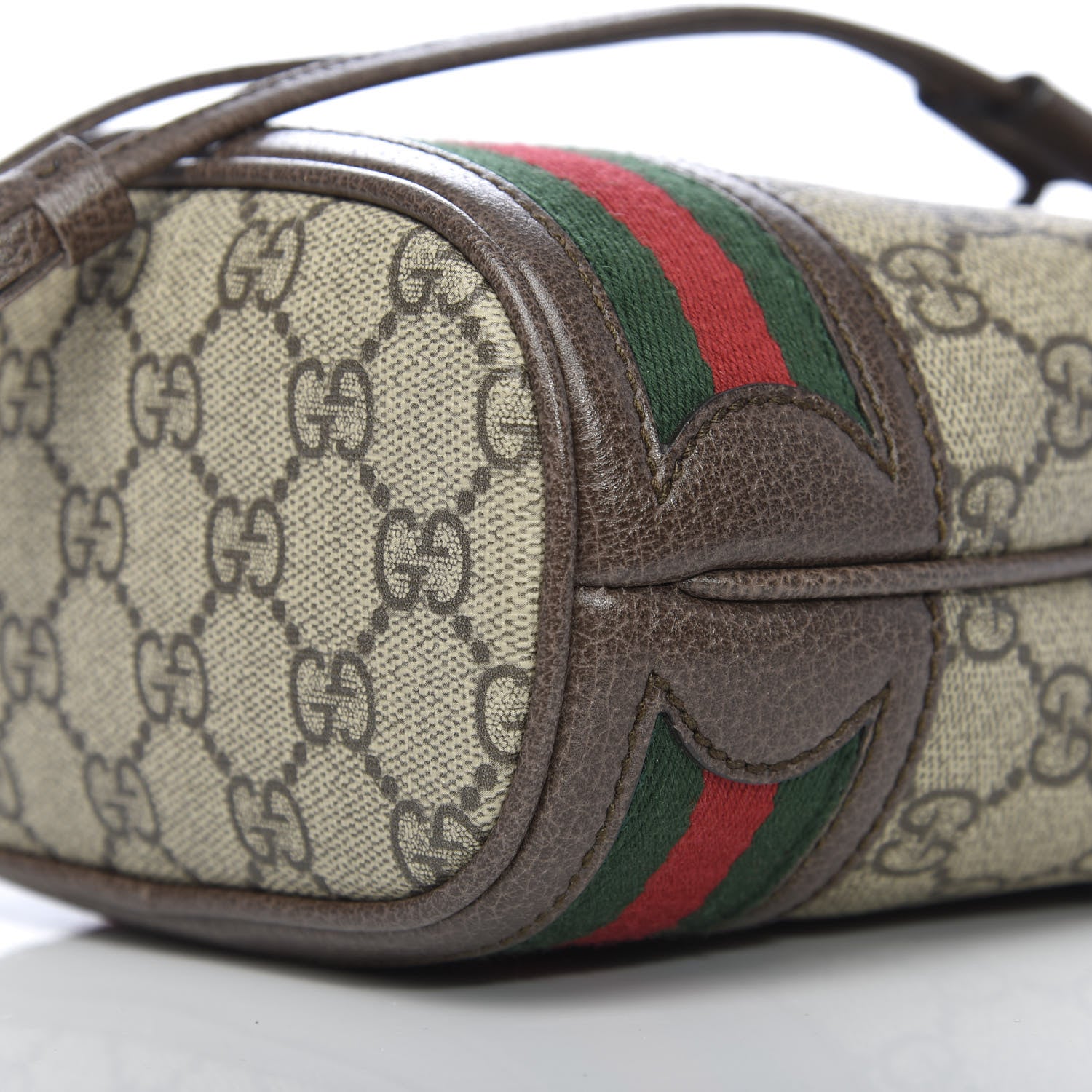 Gucci GG Supreme Monogram Web Mini Ophidia Bucket Bag Brown 9 of 10
