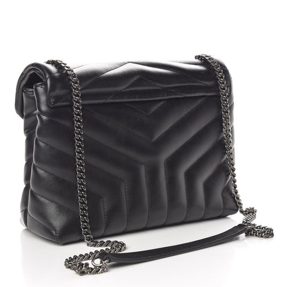 Saint Laurent Calfskin Y Quilted Monogram Small Charm Loulou Chain Satchel Black 3 of 10