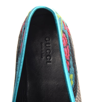 Gucci Floral Jacquard Horsebit Womens Jordaan Loafers 39 Turquoise 6 of 8