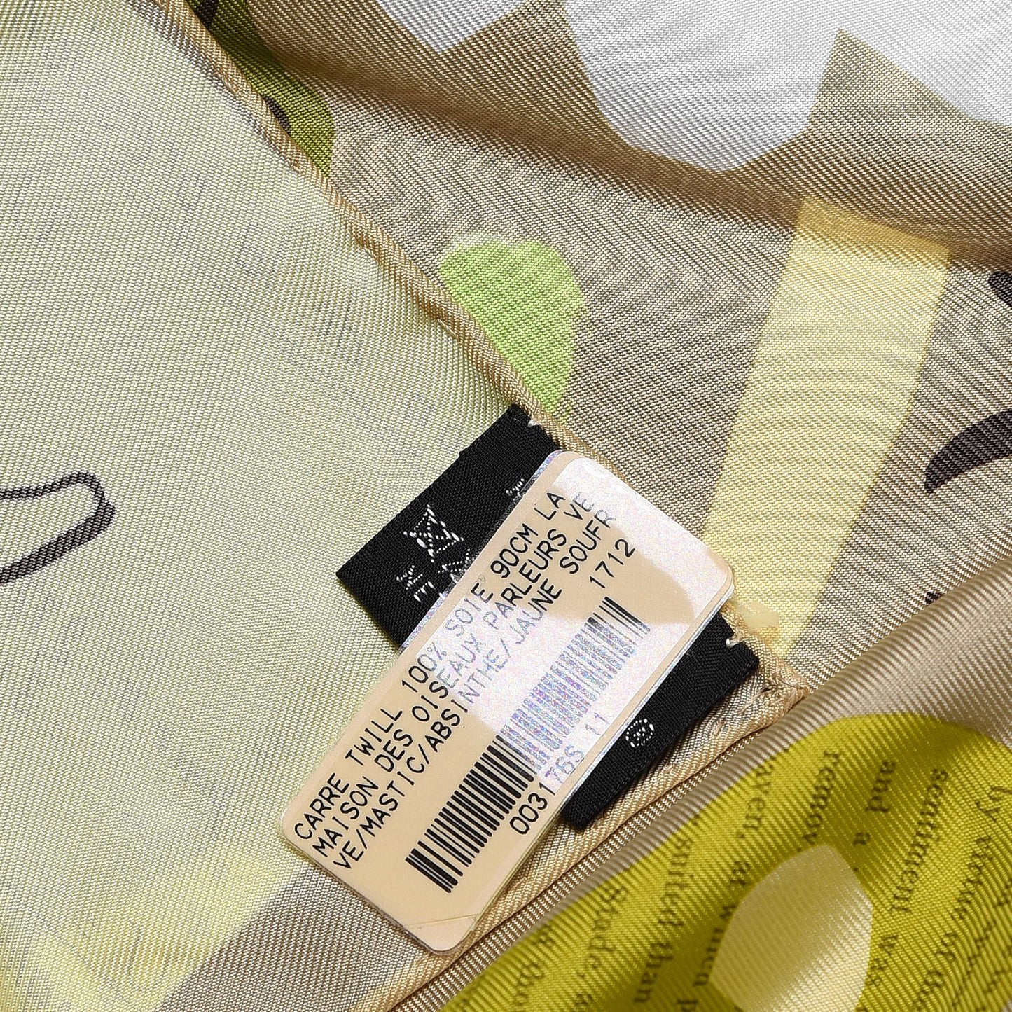 Silk La Maizeon Des Oiseaux Parleurs Scarf 90 Vert Mastic Absinthe Jaune Soufre