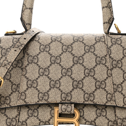 Balenciaga X GUCCI GG Supreme Monogram Small Hourglass Top Handle Bag Beige Ebony 7 of 9