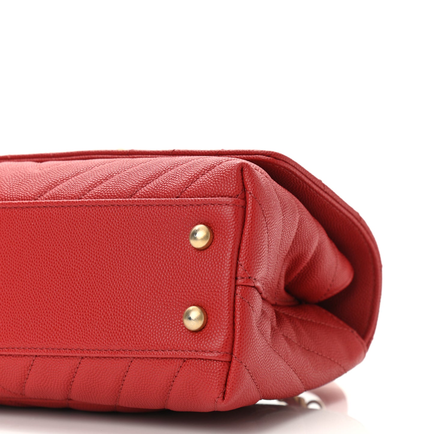 Caviar Chevron Quilted Mini Coco Handle Flap Red