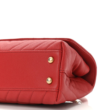 Chanel Caviar Chevron Quilted Mini Coco Handle Flap Red 10 of 11