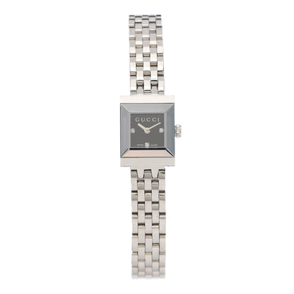 Gucci Stainless Steel Diamond 14mm G- Frame Square Quartz Watch Black 1 of 5