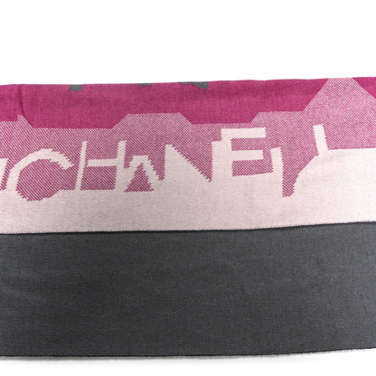 Chanel Knit Logo Printed Stole Pink Grey 3 of 3