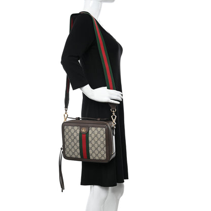Gucci GG Supreme Monogram Web Small Ophidia Top Handle Shoulder Bag Brown 2 of 9