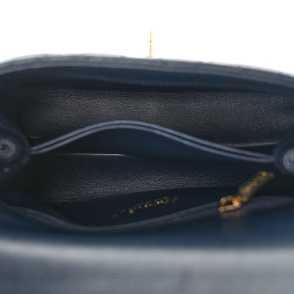 Chanel Caviar Quilted Lizard Embossed Mini Coco Handle Flap Dark Blue 5 of 10