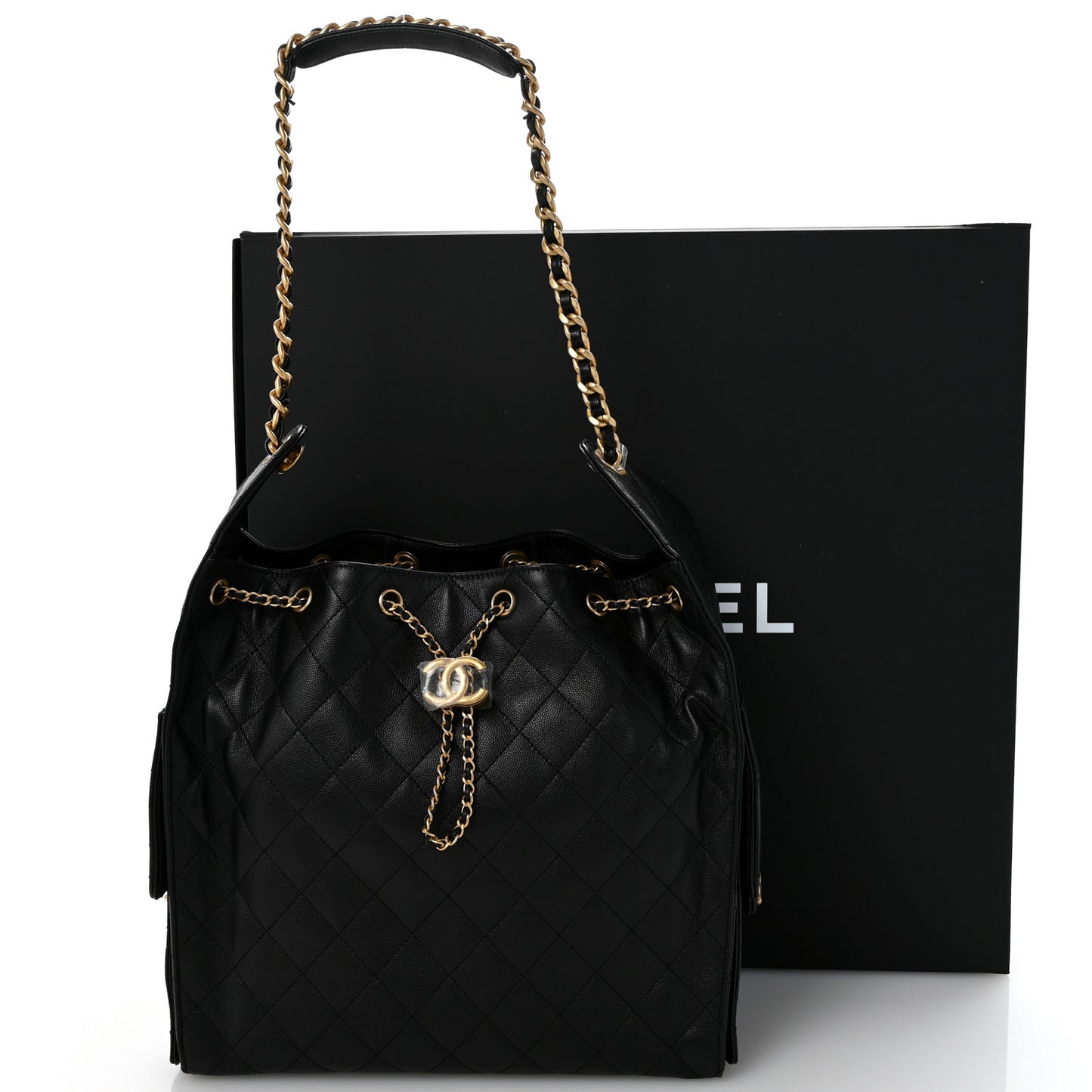 Caviar Quilted Medium Chanel 25 Handbag Black