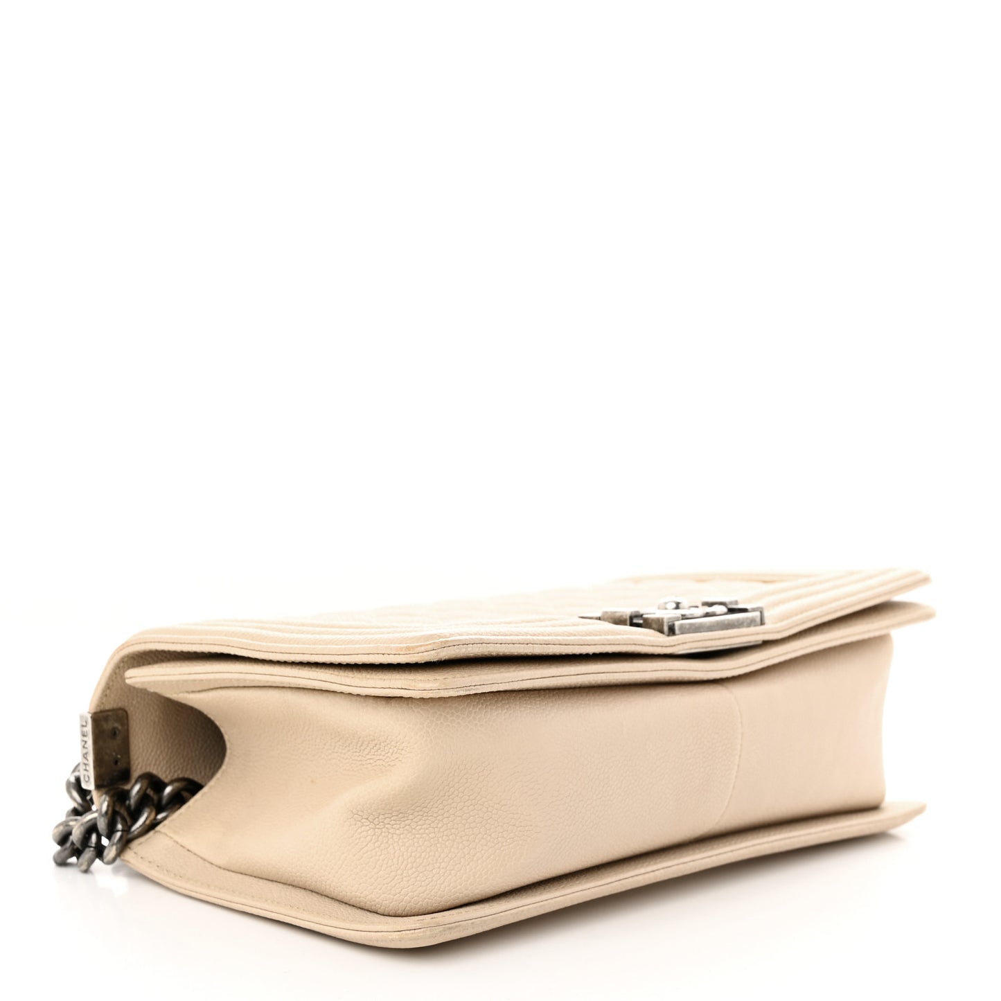 Caviar Quilted Medium Boy Flap Beige Clair