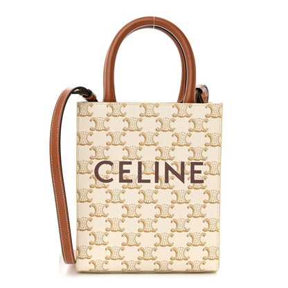Celine Triomphe Canvas Calfskin Mini Vertical Cabas White 1 of 8