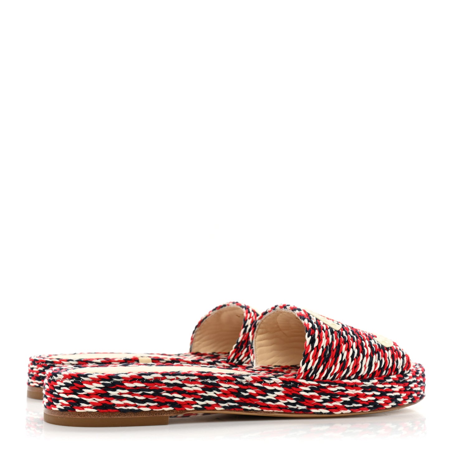 Cord CC Espadrille Slip On Sandals 40 Red Blue White