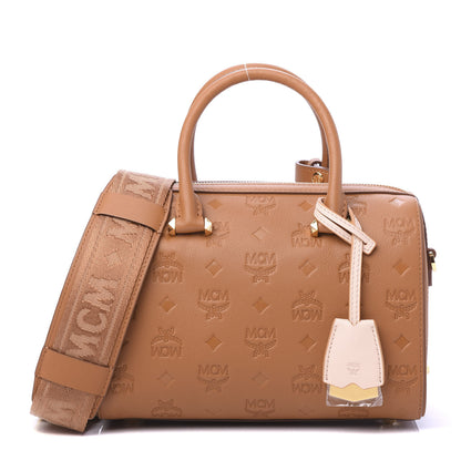MCM Calfskin Ottomar Monogram Essential Boston Bag Cognac 1 of 9