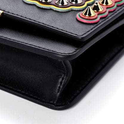 Fendi Vitello Liberty Fun Fair Metal Studded Tube Wallet on Chain Black Multicolor 6 of 8