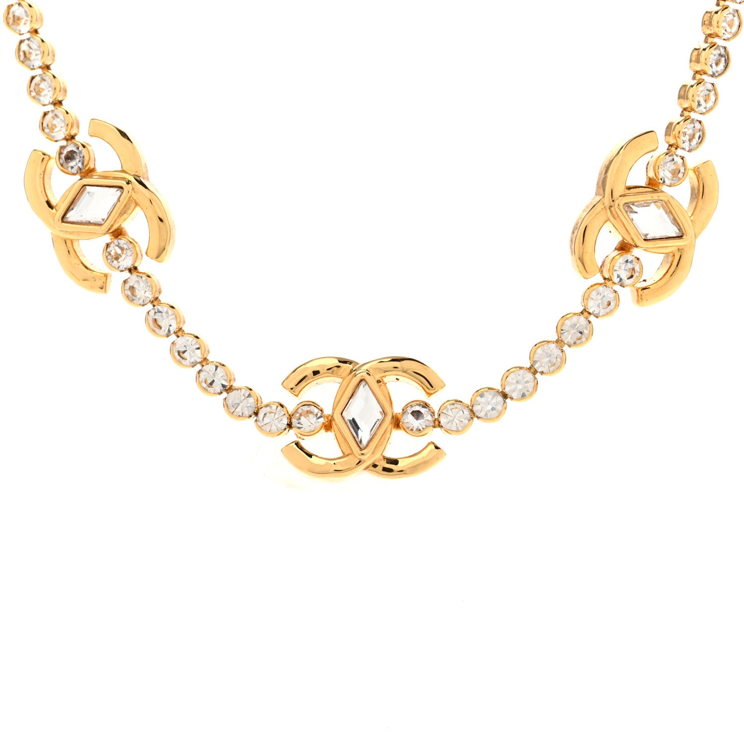 Chanel Metal Crystal CC Marquise Choker Gold 4 of 6