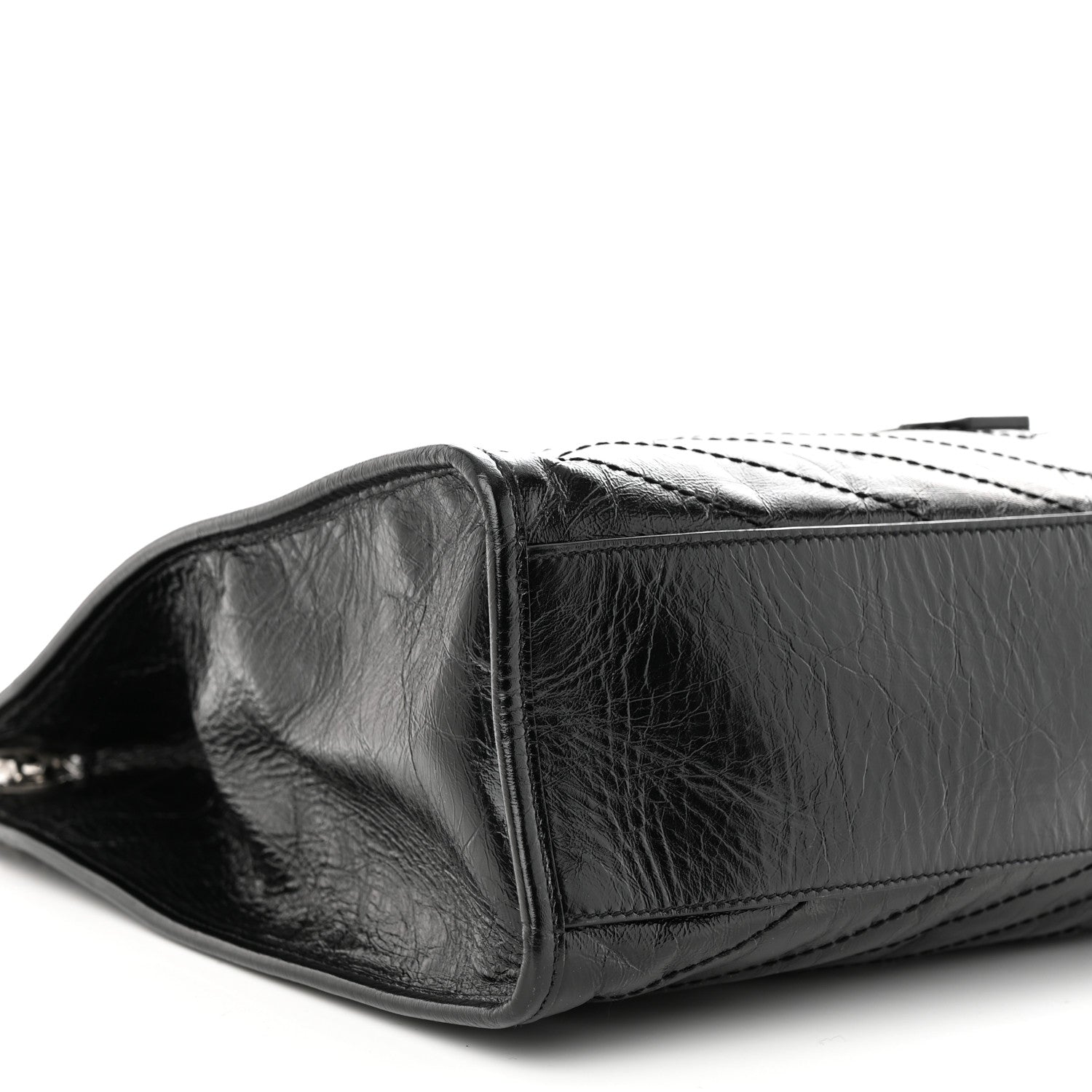 Saint Laurent Crinkled Calfskin Matelasse Monogram Medium Niki Shopper Tote Black 9 of 12