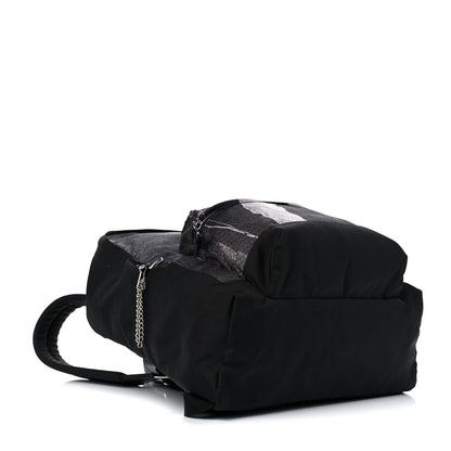 Celine x Christian Marclay Nylon Phonoguitar Print Medium Backpack White Black 3 of 8