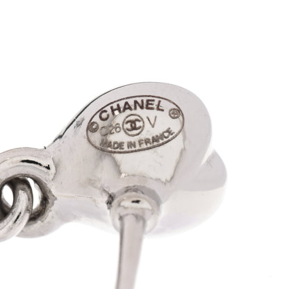 Chanel Crystal CC Heart Drop Earrings Silver 4 of 6
