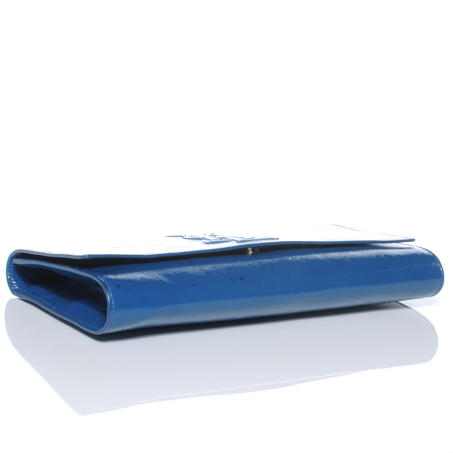 Textured Patent Large Belle de Jour Clutch Cobalt Blue