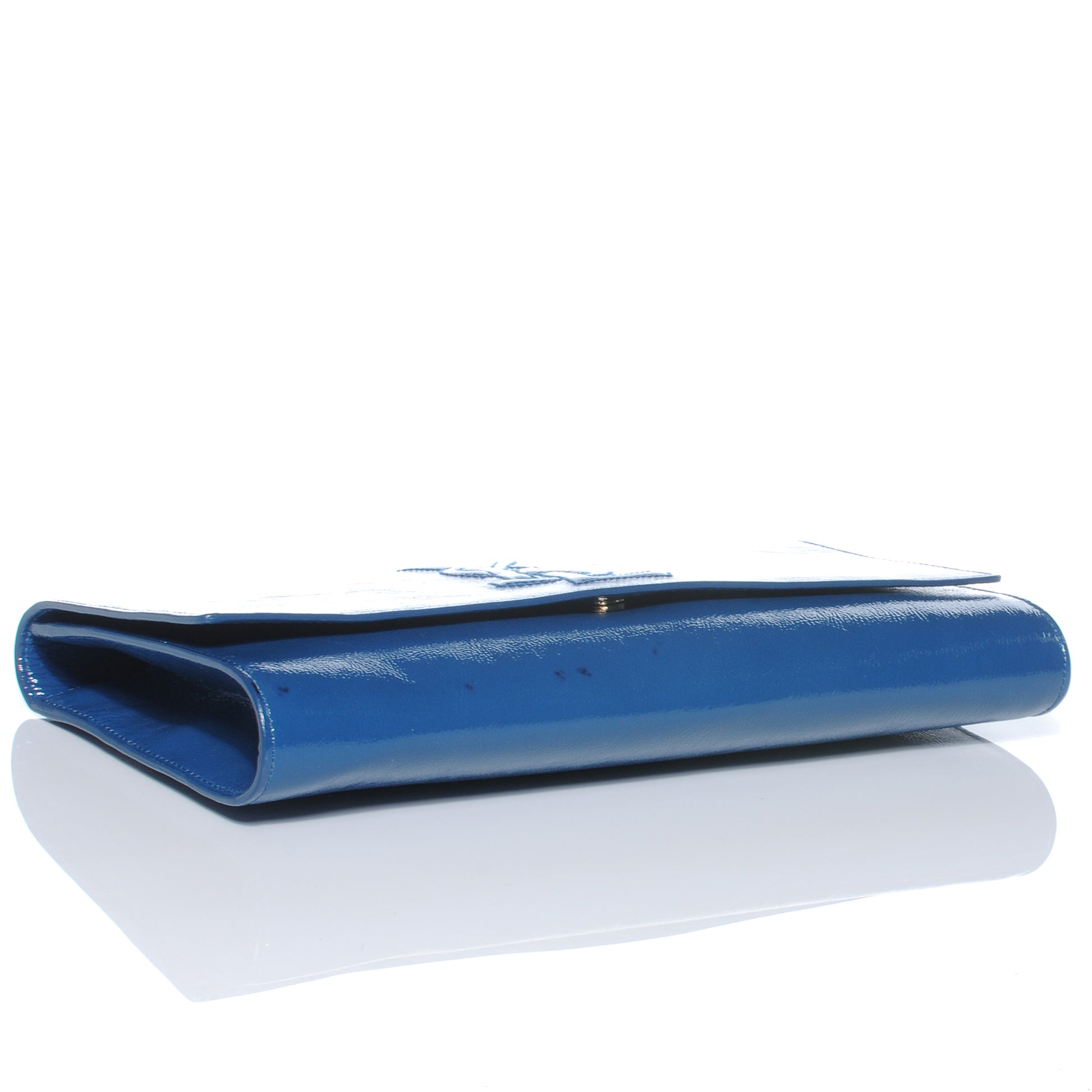 Saint Laurent Textured Patent Large Belle de Jour Clutch Cobalt Blue 4 of 7
