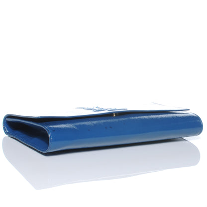 Saint Laurent Textured Patent Large Belle de Jour Clutch Cobalt Blue 4 of 7