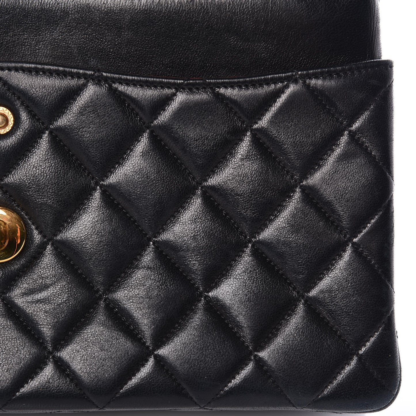 Lambskin Quilted Medium Double Flap Black