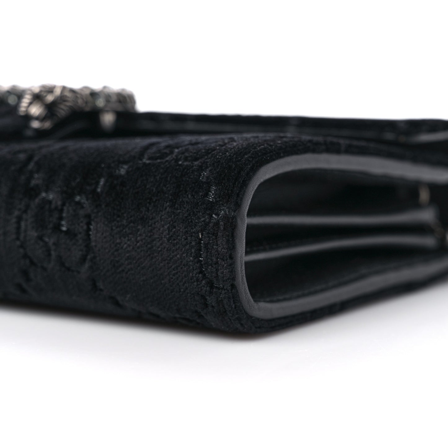 Velvet GG Monogram Mini Dionysus Chain Wallet Black
