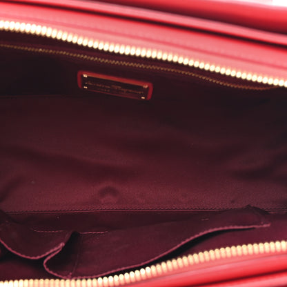 Salvatore Ferragamo Printed Calfskin Gancini Tote Red Purple 5 of 13