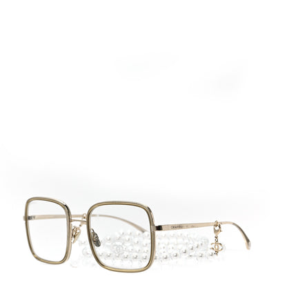 Chanel Square Removable Pearl Chain Eyeglasses 2195 Silver 1 of 6