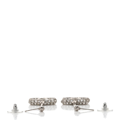 Chanel Baguette Crystal CC Drop Earrings Silver 3 of 4