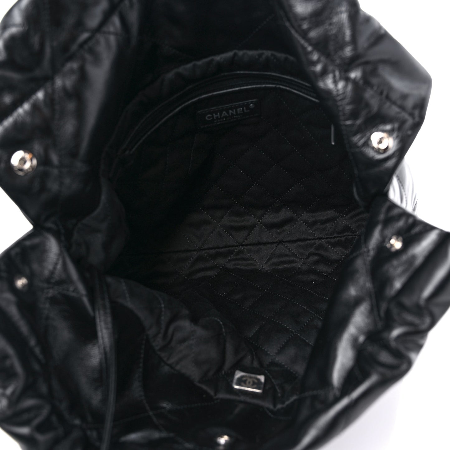 Shiny Calfskin Quilted Small Chanel 22 Black