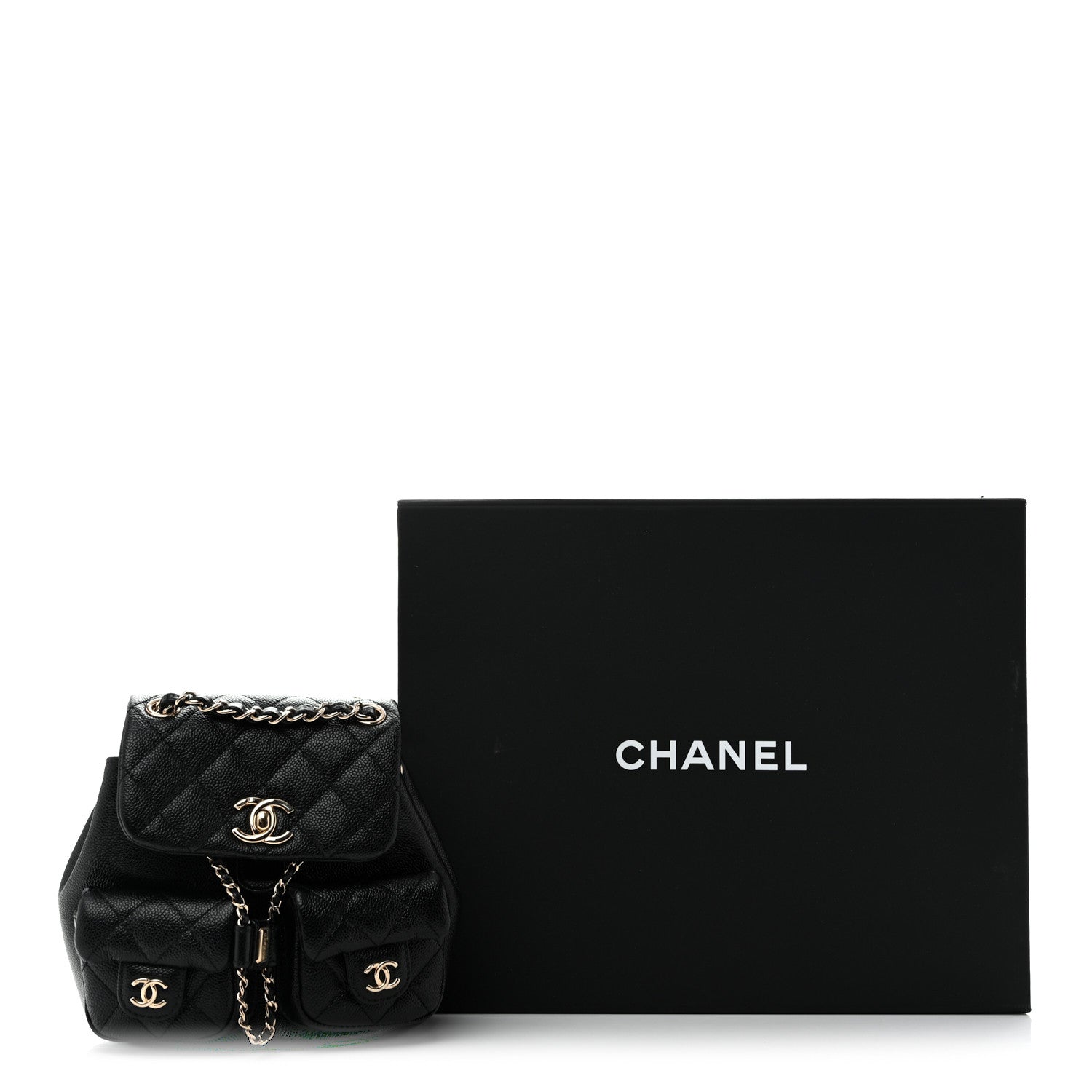 Chanel Shiny Caviar Quilted Small Duma Pockets Drawstring Backpack Black 11 of 11