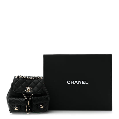 Chanel Shiny Caviar Quilted Small Duma Pockets Drawstring Backpack Black 11 of 11