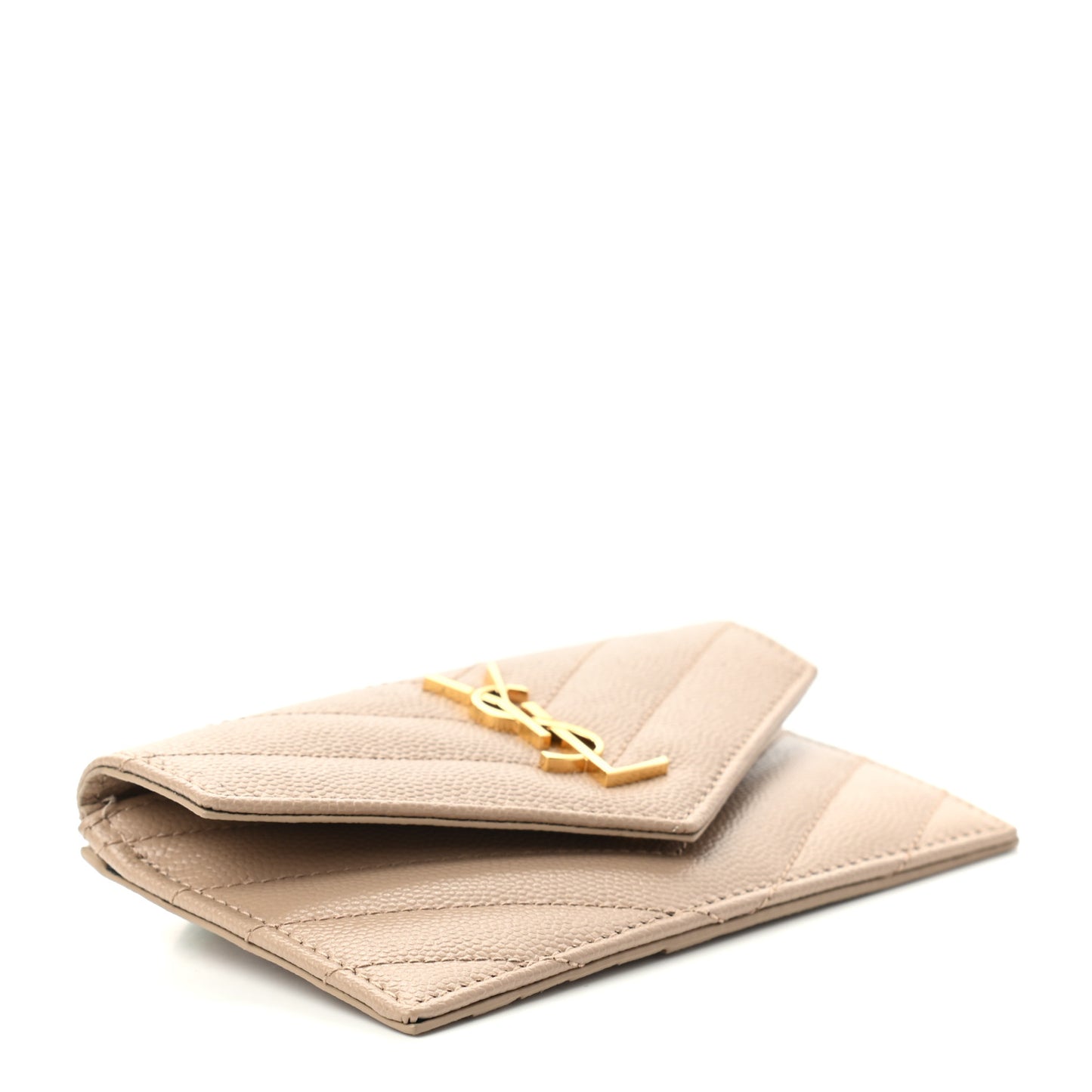 Grain De Poudre Matelasse Chevron Monogram Compact Wallet Case Dark Beige