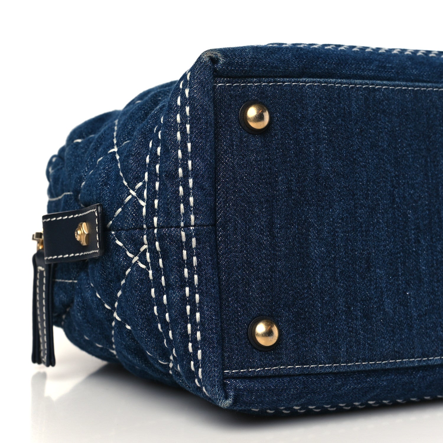 Chanel Denim Quilted CC Denim Trip Bowling Bag Blue 8 of 9
