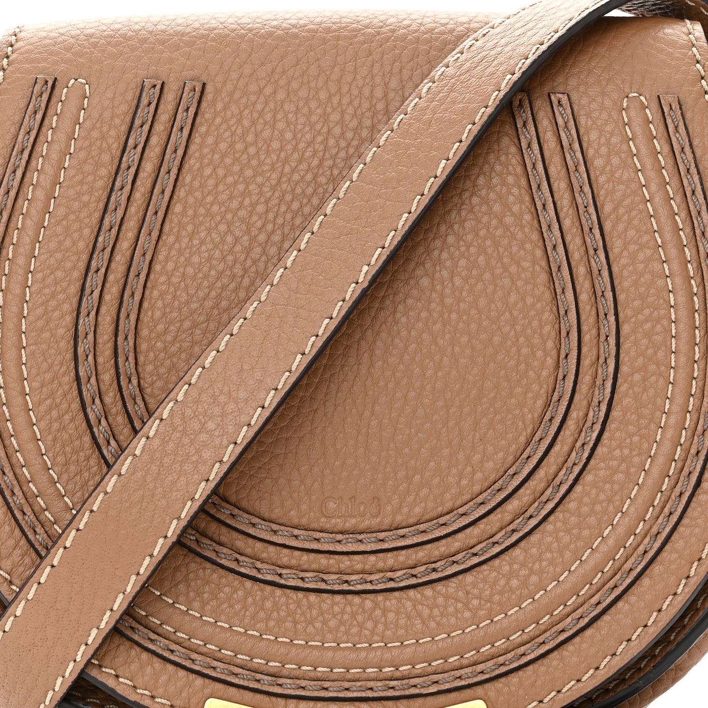 Calfskin Mini Marcie Round Crossbody Bag Nut