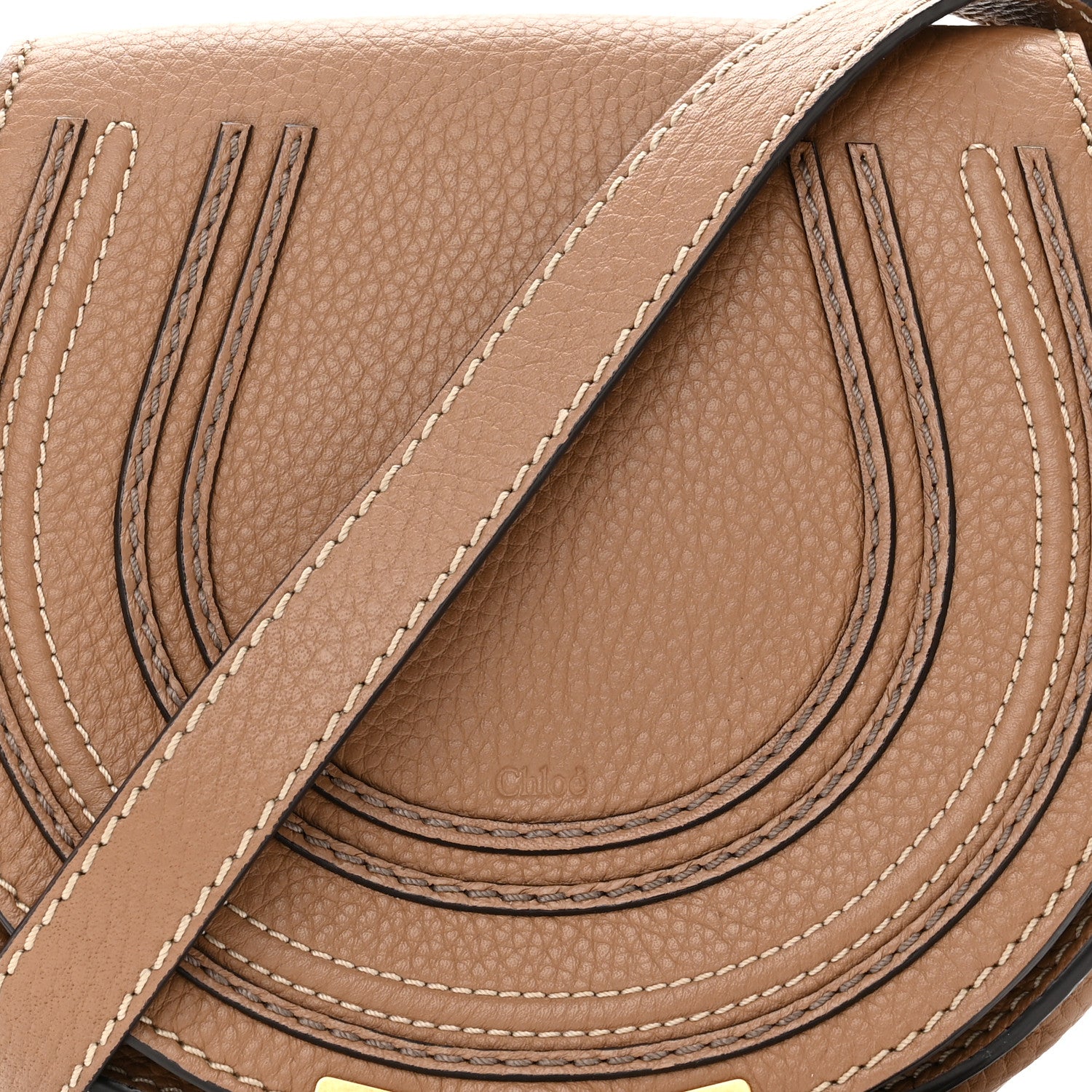 Chloe Calfskin Mini Marcie Round Crossbody Bag Nut 9 of 13