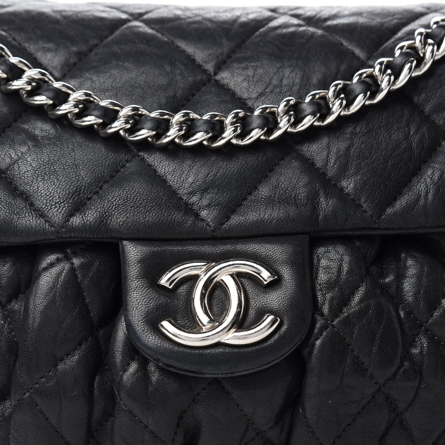 Chanel Washed Lambskin Quilted Medium Chain Around Messenger Black 12 of 12