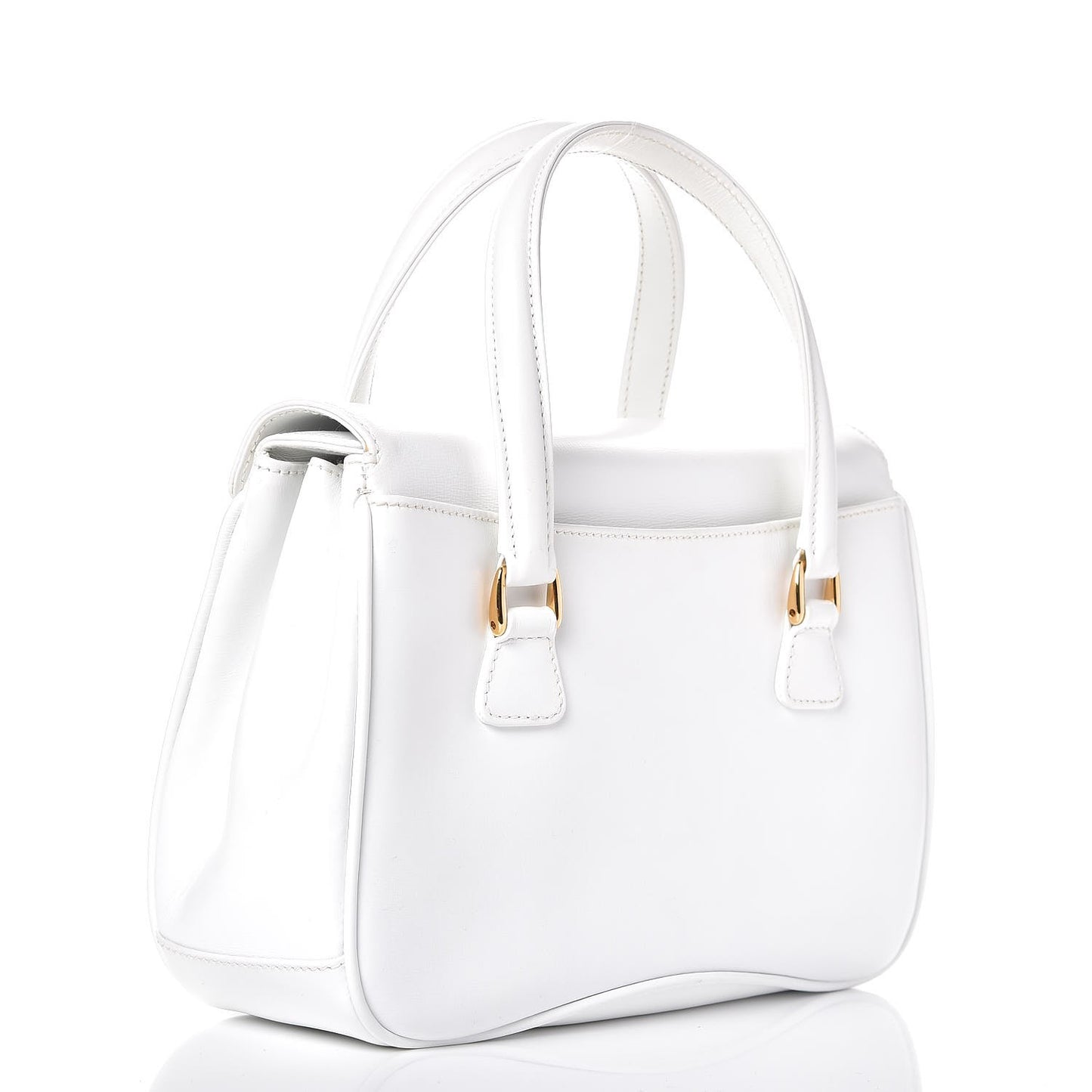 Regent Calfskin Medium Lady Lock Satchel White