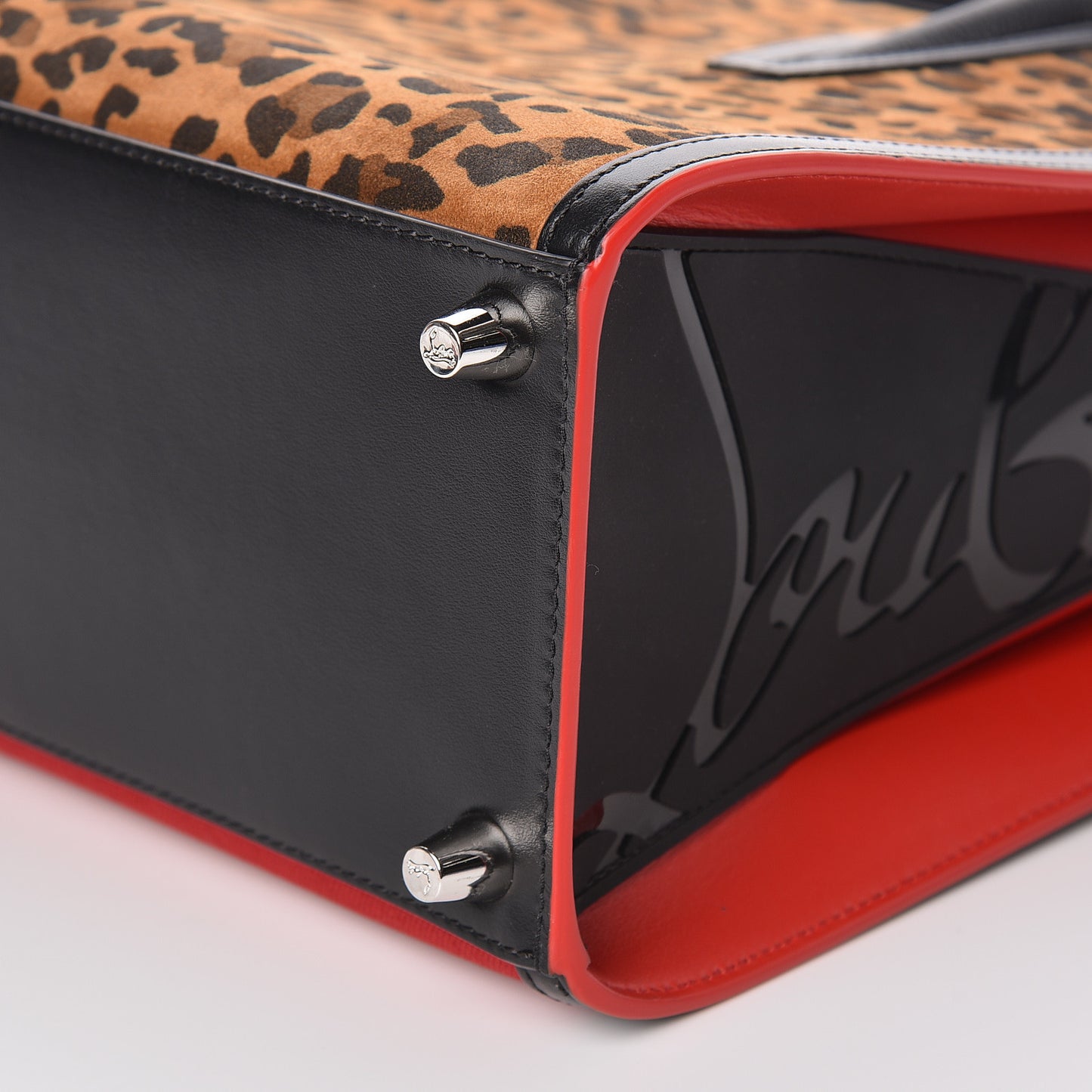 Calfskin Empire Pony Hair Leopard Print Studded Medium Paloma Red Brown