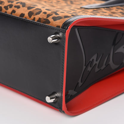 Christian Louboutin Calfskin Empire Pony Hair Leopard Print Studded Medium Paloma Red Brown 9 of 10