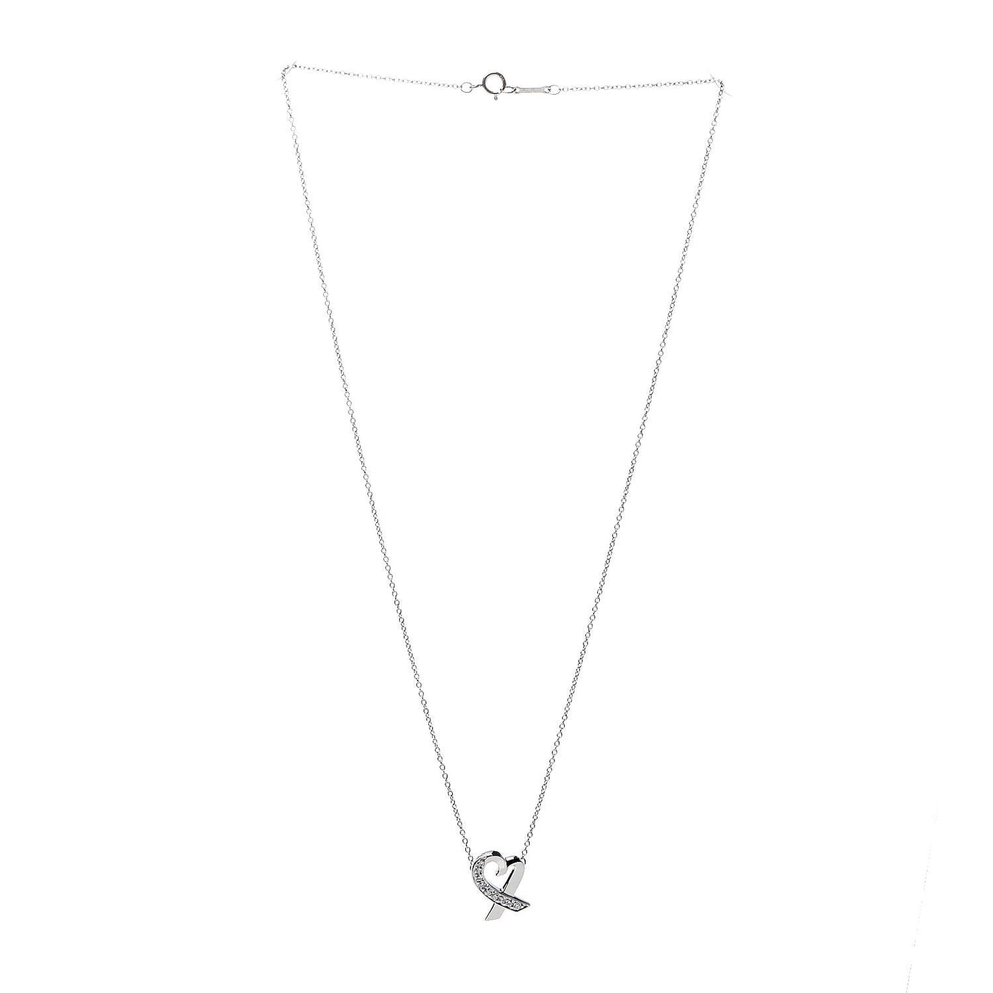 18K White Gold Diamond Small Paloma Picasso Loving Heart Necklace