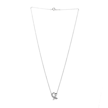 Tiffany 18K White Gold Diamond Small Paloma Picasso Loving Heart Necklace 3 of 7