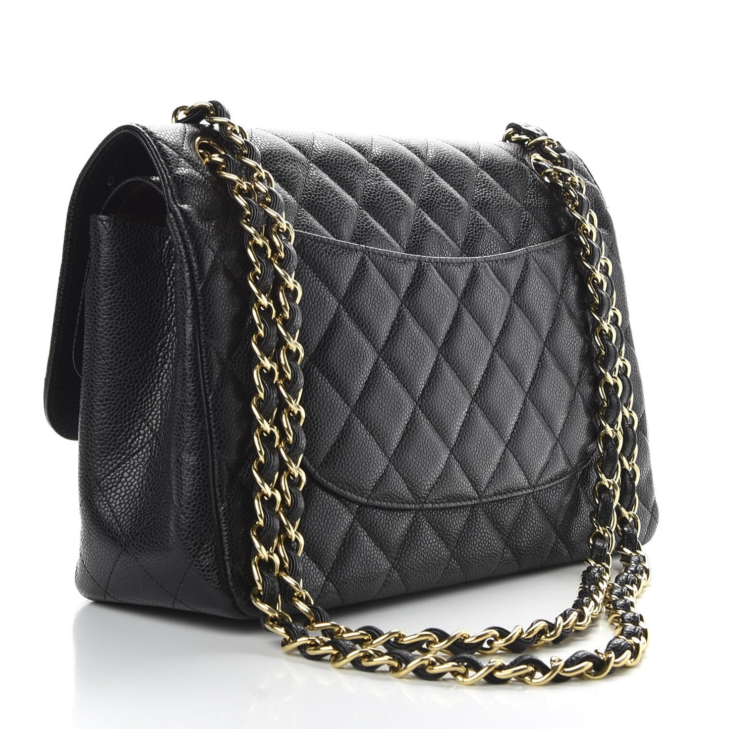 Caviar Quilted Jumbo Double Flap Black