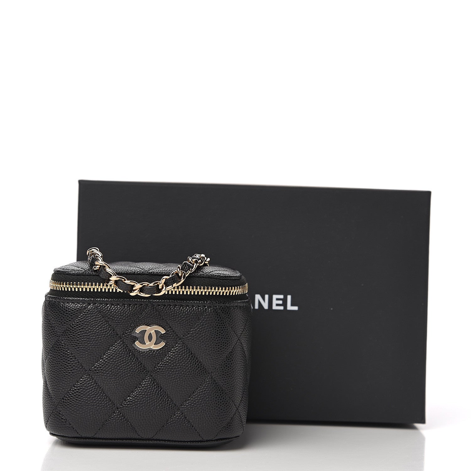 Chanel Caviar Quilted Mini Vanity Case With Chain Black 10 of 10