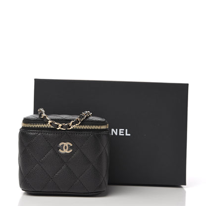 Chanel Caviar Quilted Mini Vanity Case With Chain Black 10 of 10