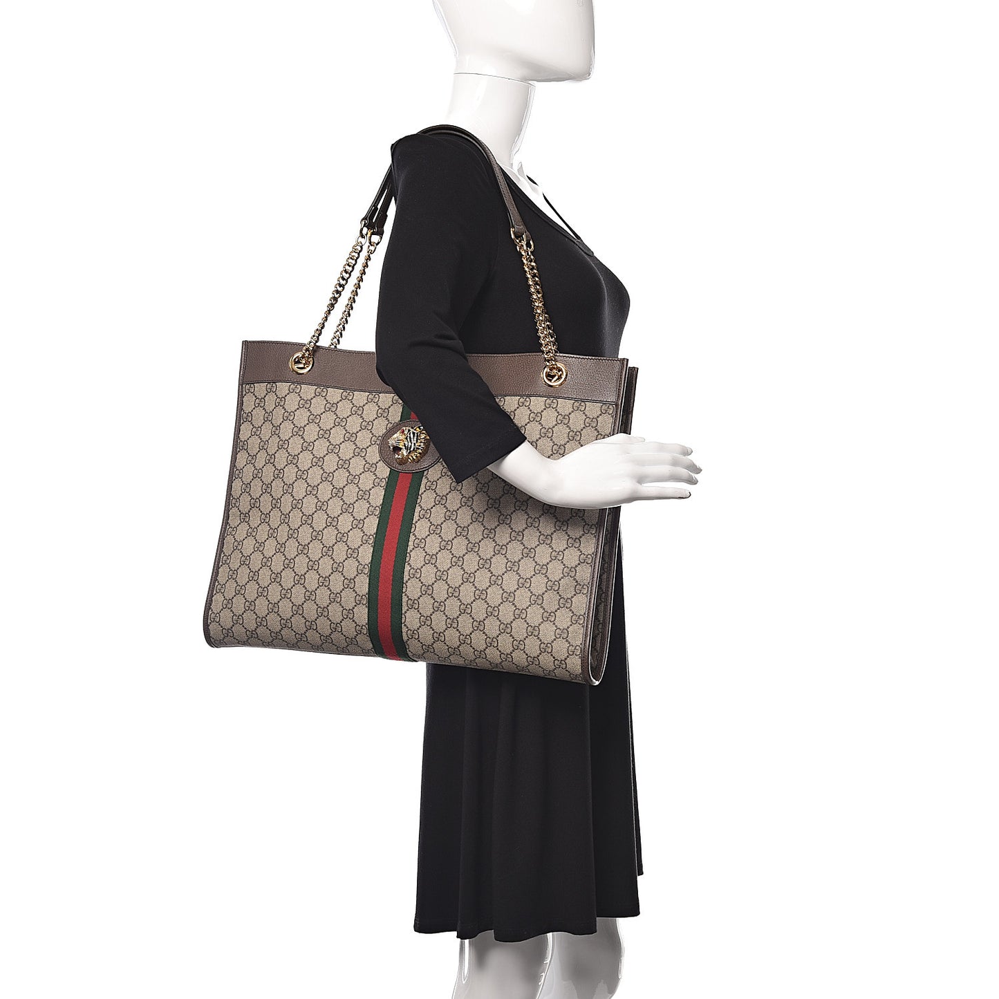 GG Supreme Monogram Large Rajah Chain Tote Beige New Acero