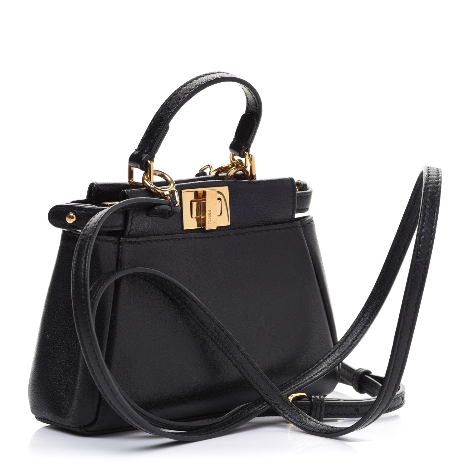 Fendi Nappa Micro Peekaboo Iconic Satchel Black 3 of 15