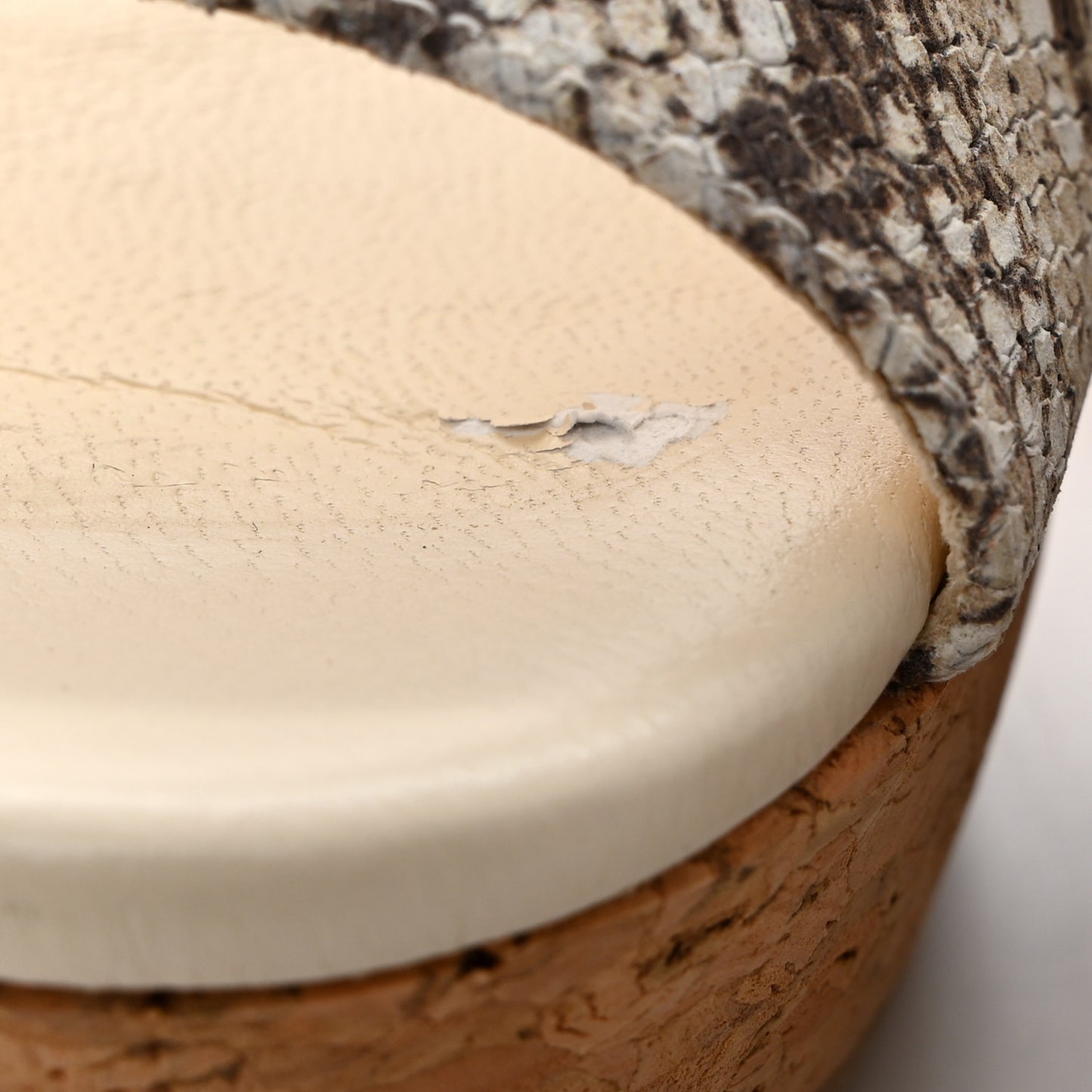 Snakeskin Cork Parker Wedge Sandals 38.5 Natural